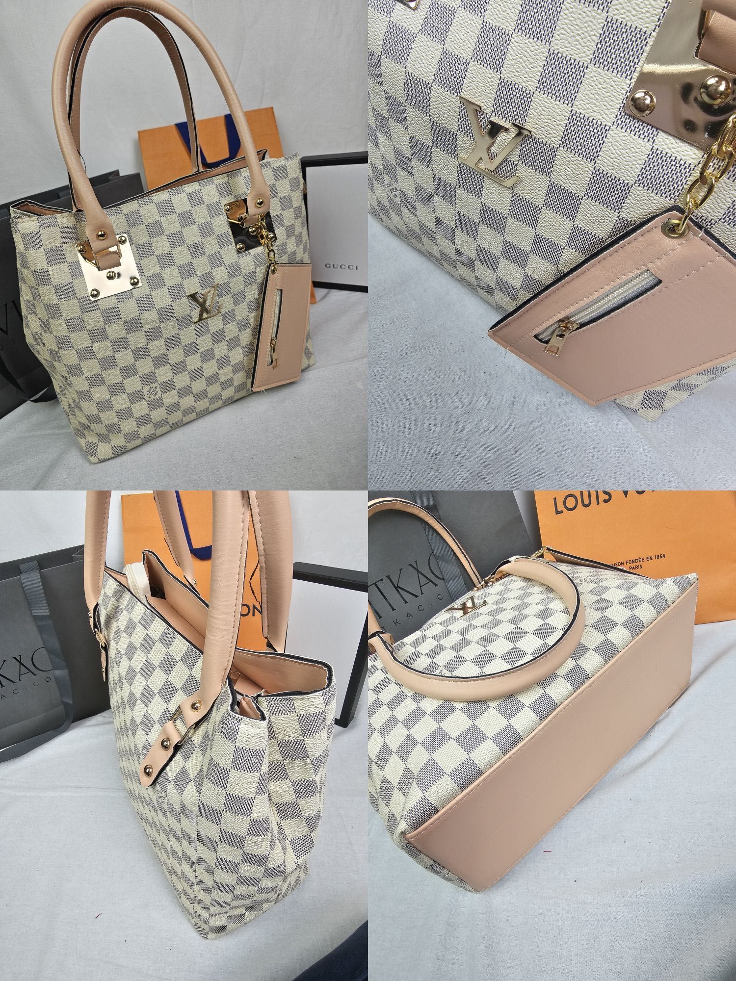 Torba z saszetka Louis Vuitton czarna kratka