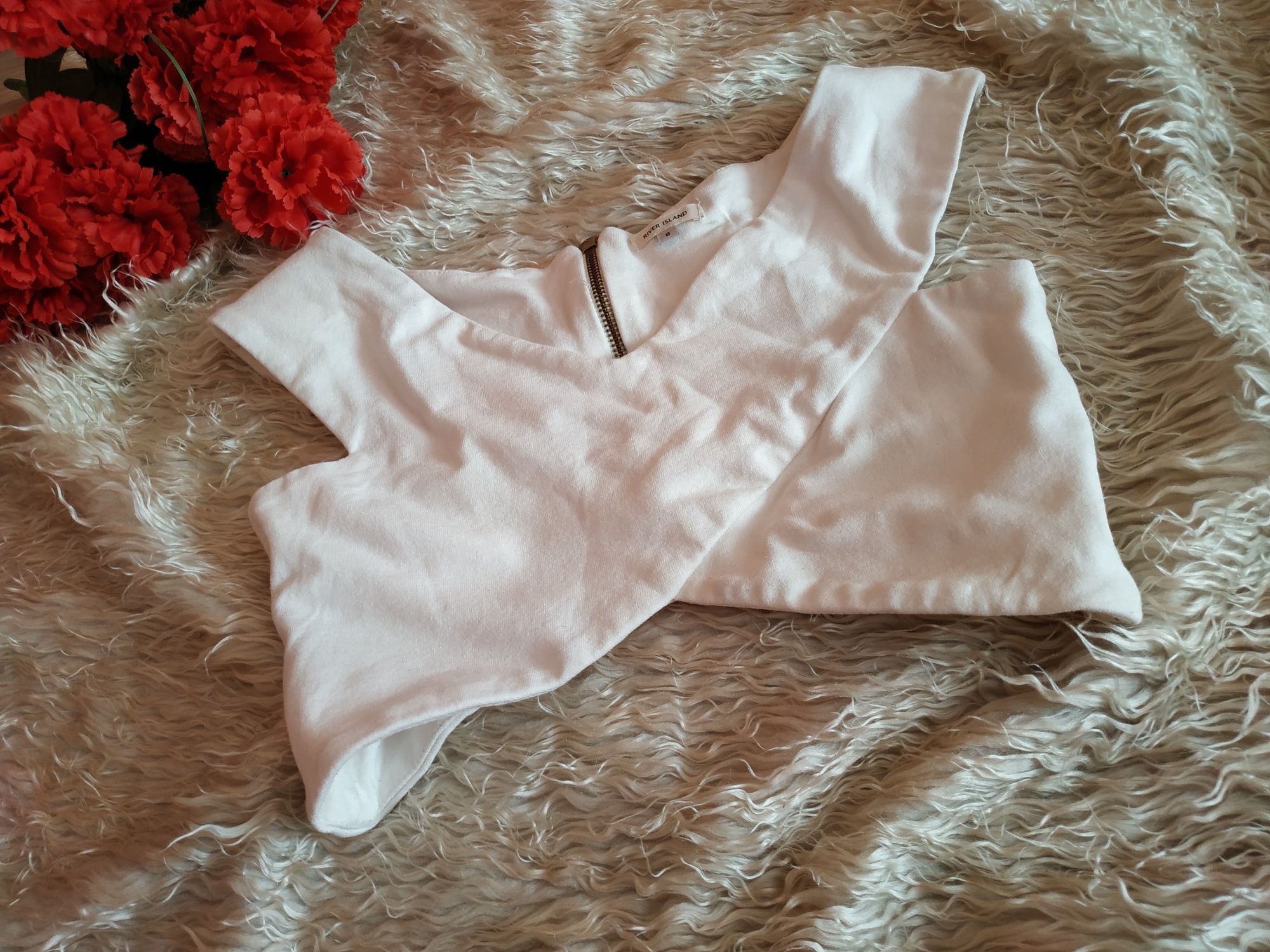 Krótki crop top biały seksowny S