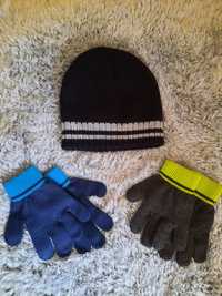 Nowa czapka zimowa 2 pary rękawiczek