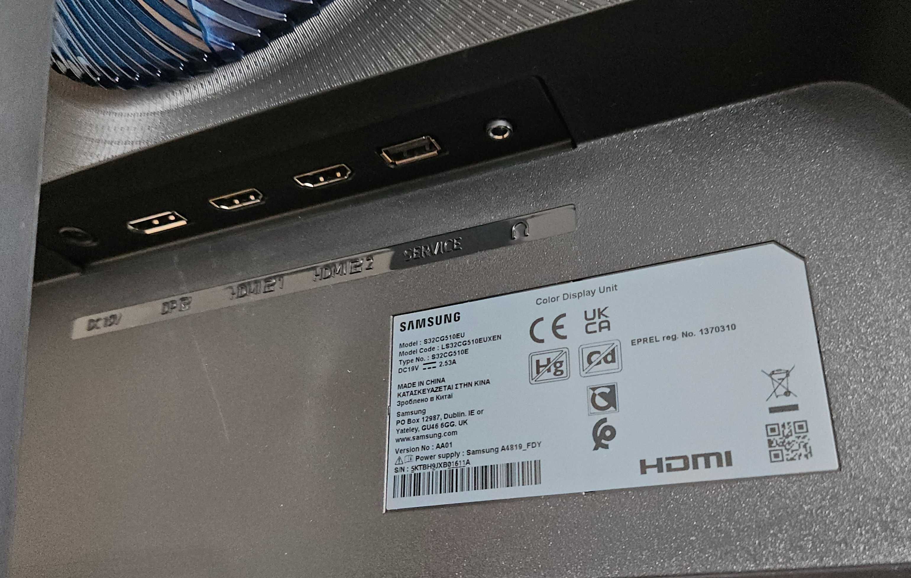 Monitor Samsung Odyssey G5 S32CG510EU 32" 2K 165Hz 1ms