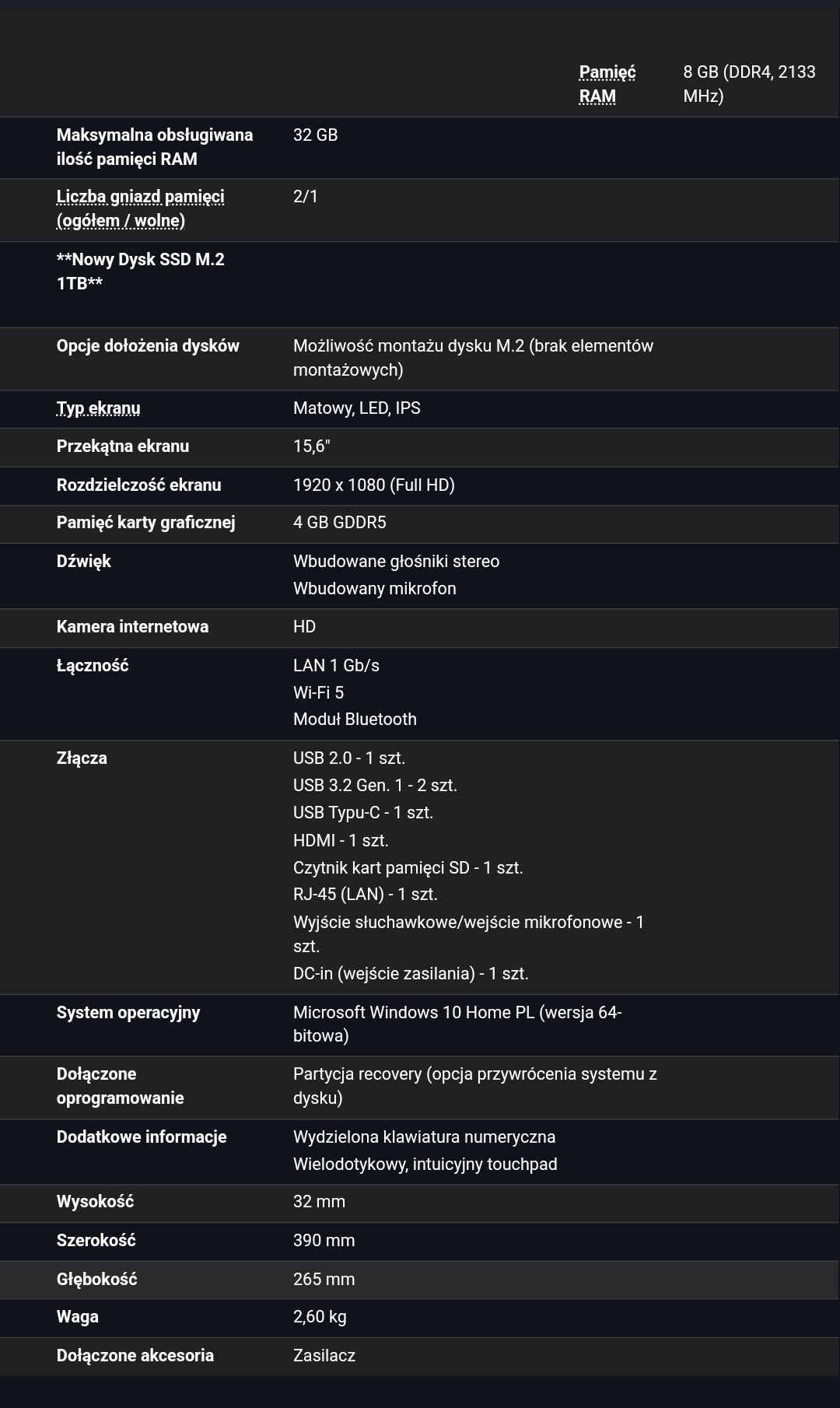 Laptop gamingowy Acer Aspire VX-5