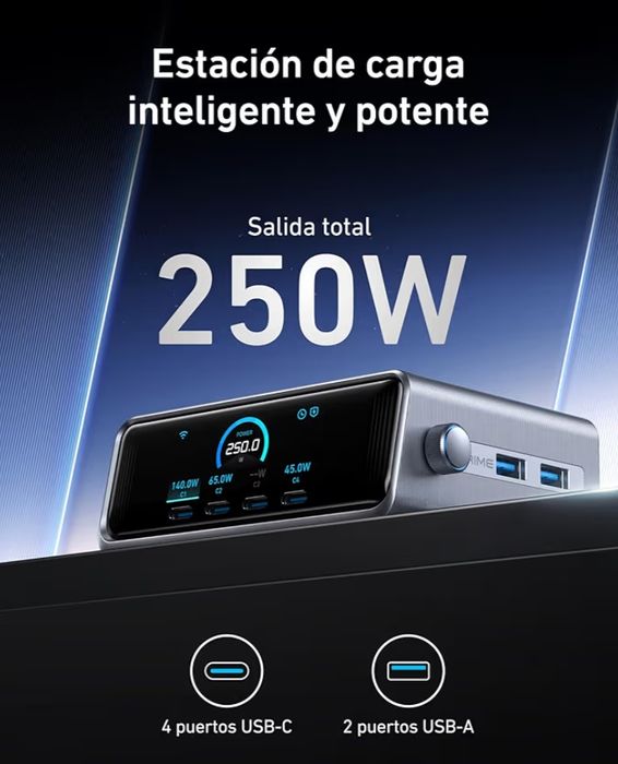 Anker Prime GAN Carregador USB C de carregamento rápido de 250W
