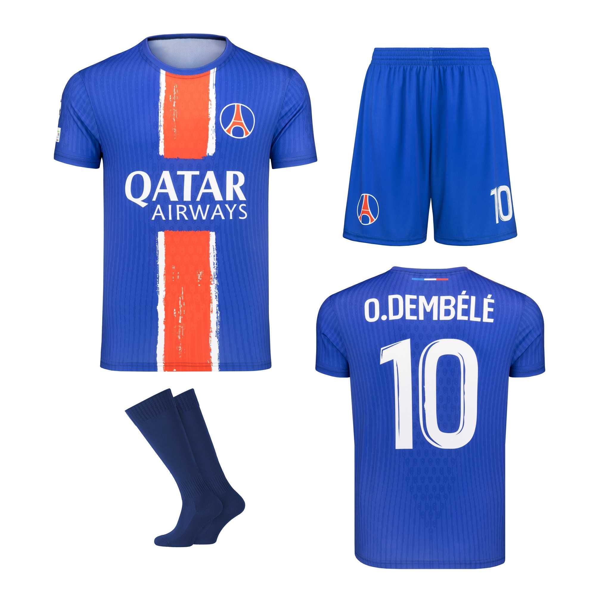 Strój / komplet piłkarski DEMBELE PSG + getry rozm. 110-176