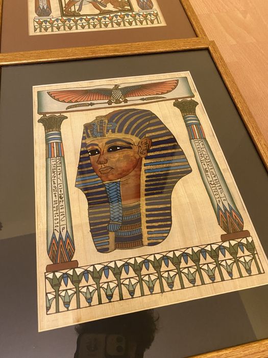 Zestaw 4 papirusow w ramce za szkłem