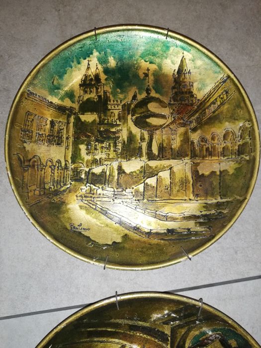 Pratos pintados à mão a óleo Évora