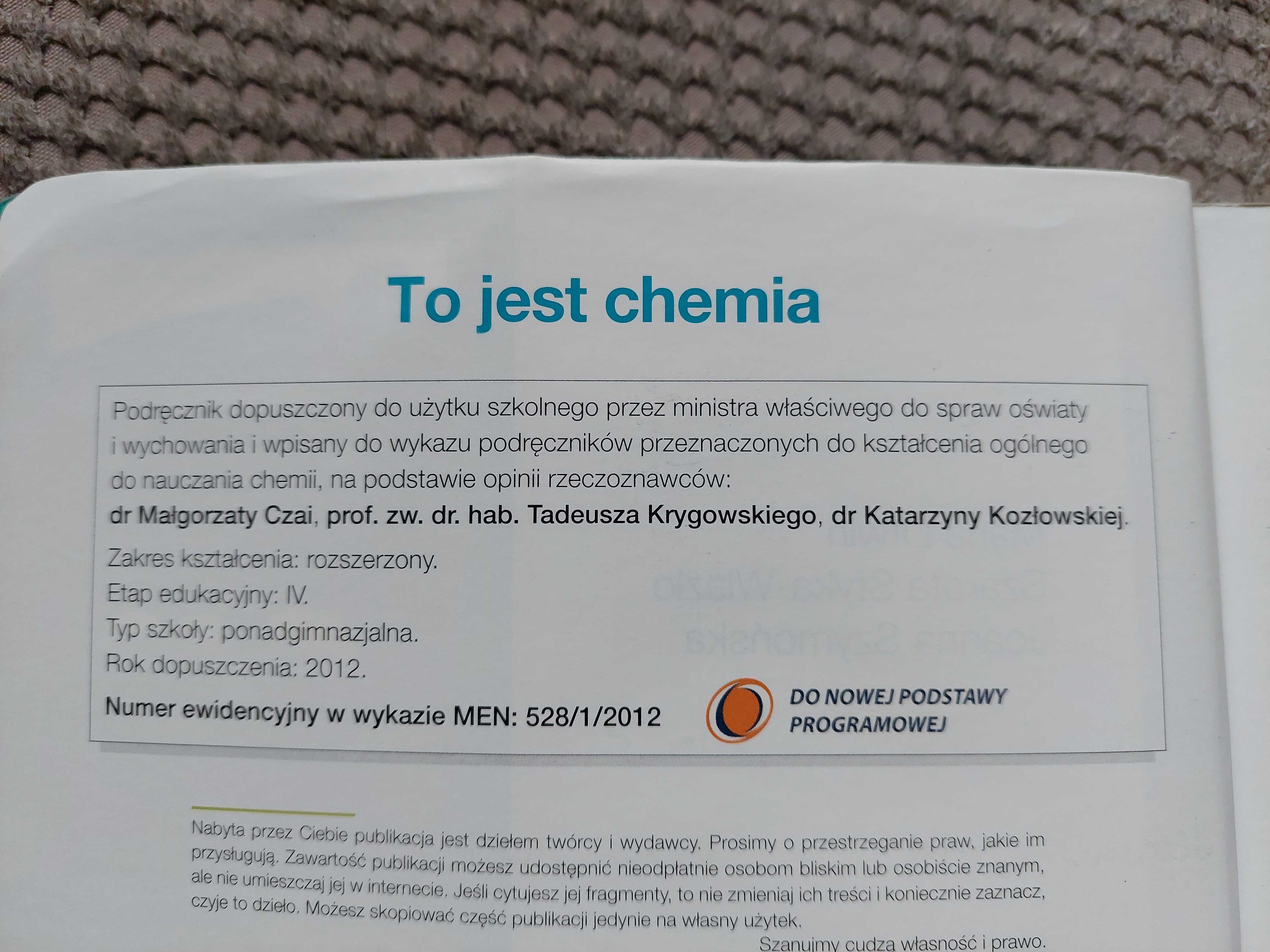 podręcznik i CD-matura "To jest chemia 1" zak. rozszerzony
