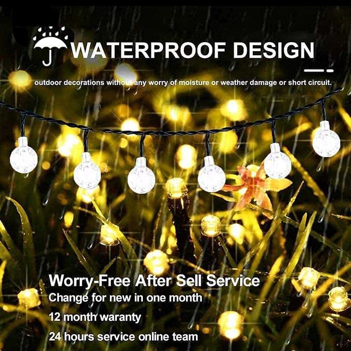 Grinaldas de luzes para exterior, 50 LED, 7 m