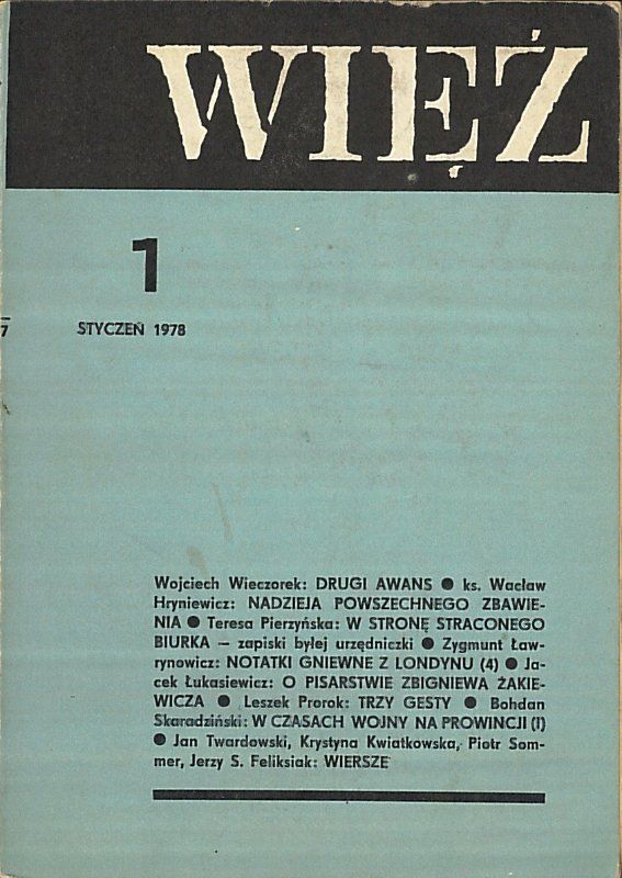 Więź nr 1/1978, Tadeusz Mazowiecki (red. nacz.)