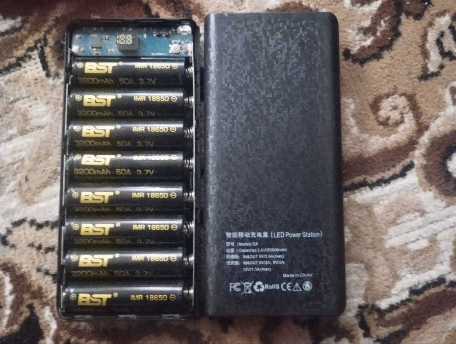 Корпус  Power Bank Case Micro-USB 2 Led для батарей 8x18650