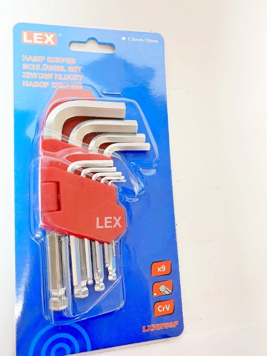 Набор ключей шестигранных LEX 9 шт. набор г-образных ключей TORX 9 шт.