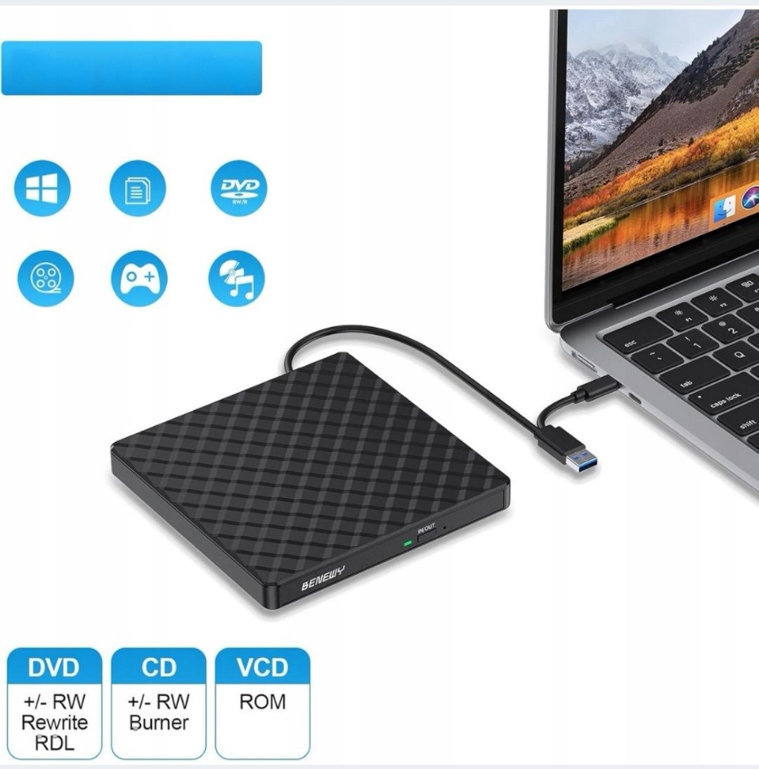 Napęd CD DVD +/- RW zewnętrzny USB BENEWY SY879