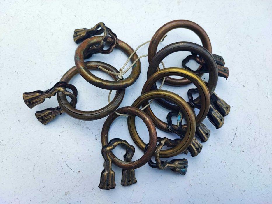 Stare mosiężne uchwyty żabki do karnisza,cena za 1 sztukę