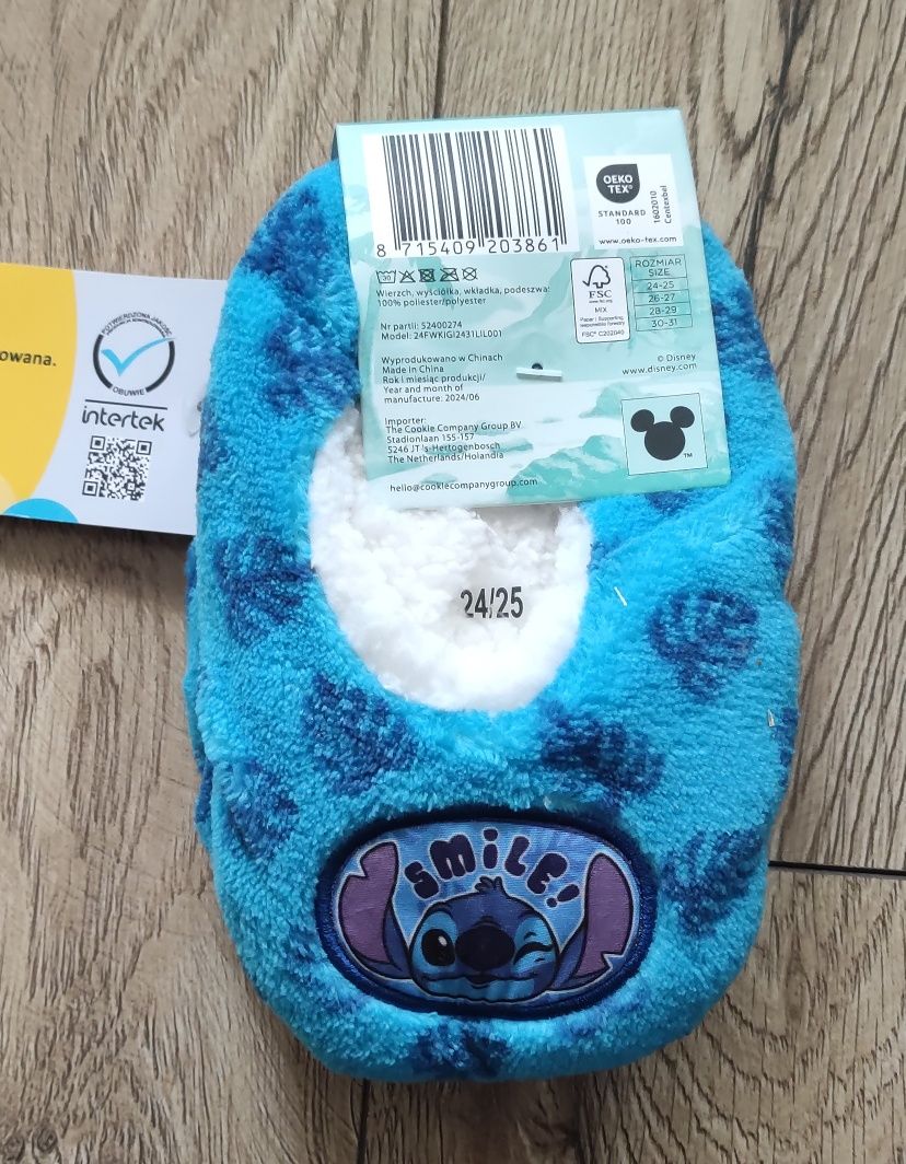 Kapcie dziecięce ocieplane z ABS Lilo & Stitch 24-25 nowe