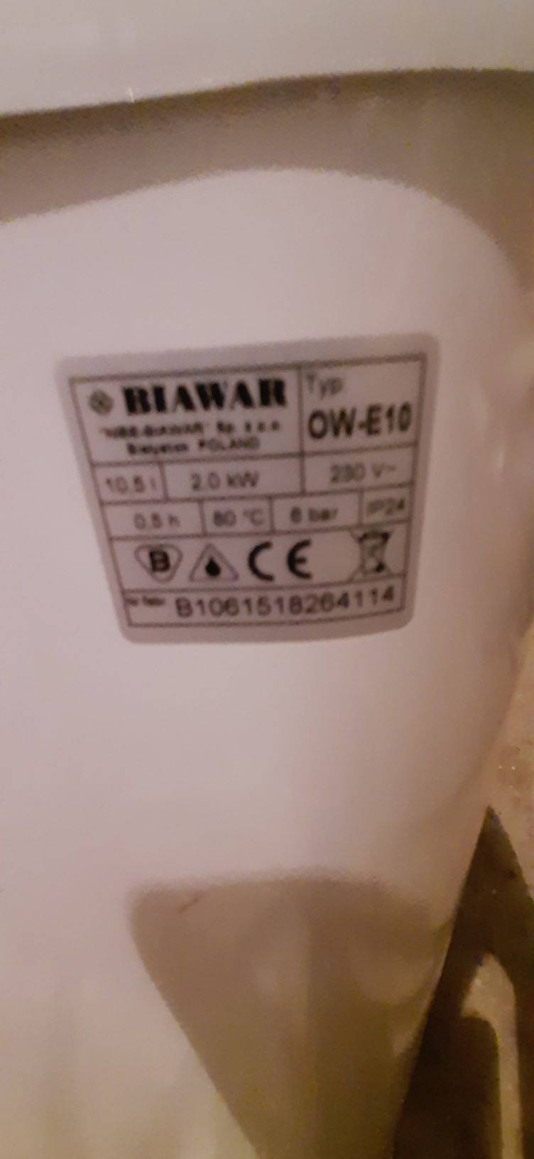 Sprzedam ogrzewacz elektryczny 10l Biawar