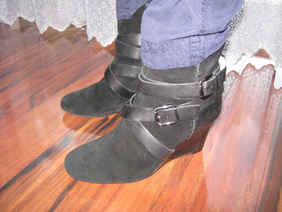 buty, botki, skóra, clarks, koturna