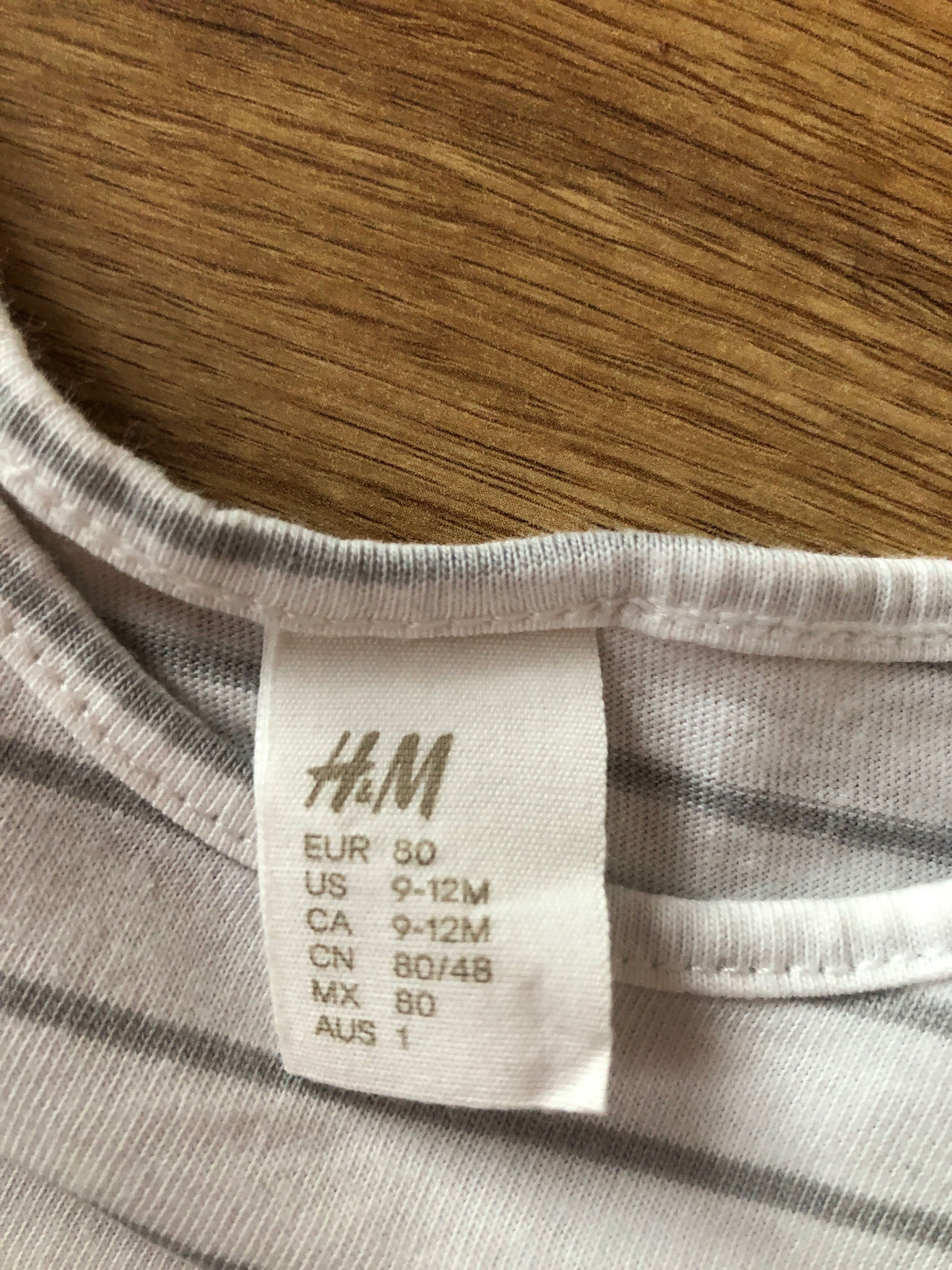 2-pak koszulek z długim rękawem niemowlęcych, rozmiar 80, H&M