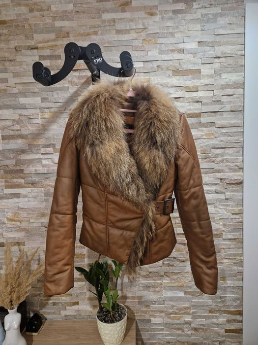 Ramoneska naturalna skóra skórzana kurtka płaszcz