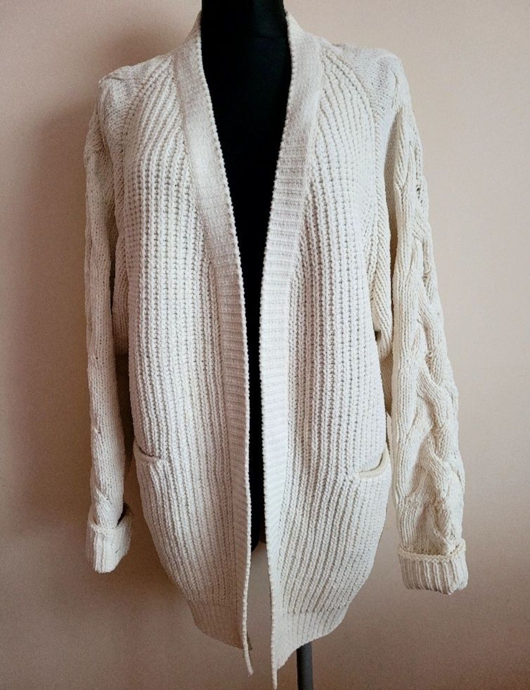 Gruby kardigan sweter r XL