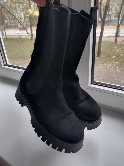 Сапоги замша тракторная подошва