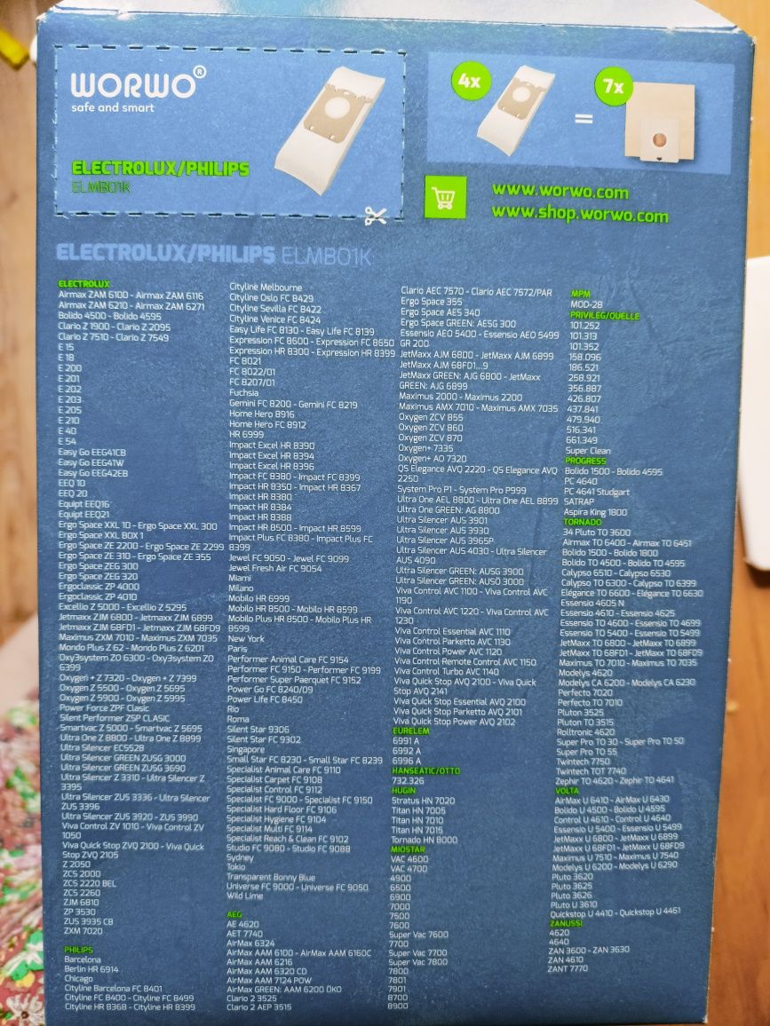 Worki do odkurzacza WORWO Electrolux/Philips ELMB01K