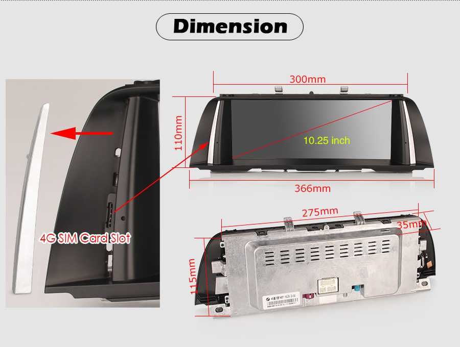 Radio RDS DAB GPS WiFi 4G USB CarPlay Android BMW 5 Series NBT F10 F11