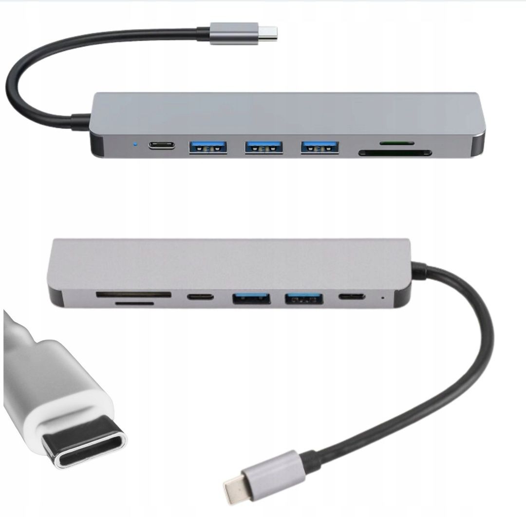 HUB 7w1 USB-C do laptopa HDMI USB 3.0 SD Nowy