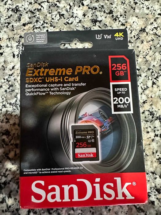 SanDisk Extreme PRO 256Gb SDXC UHS-I C10 200MB/s U3 V30 4K SD Card