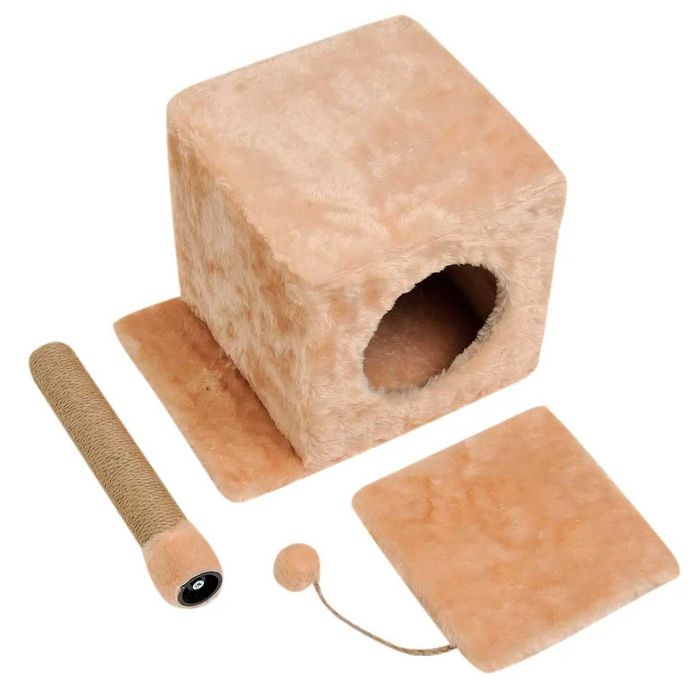 Будиночок-когтеточка з полицею Мілана 43х33х45 см (драпка) для кішки