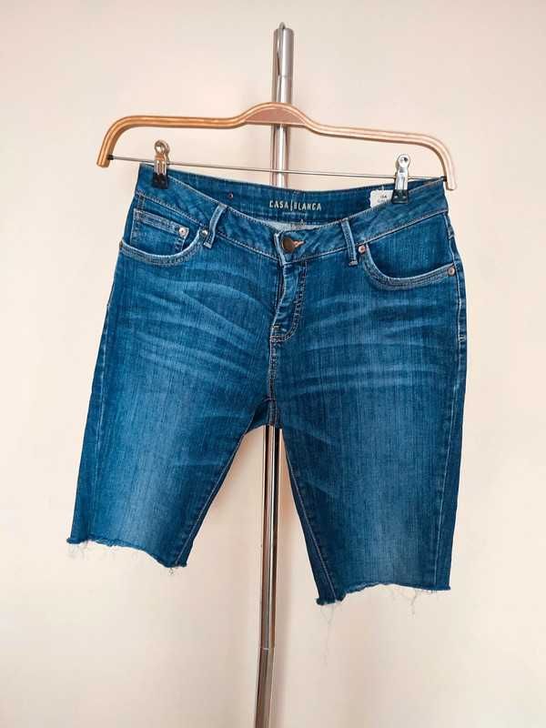 Spodenki damskie rybaczki y2k 00 jeansowe Slim fit S