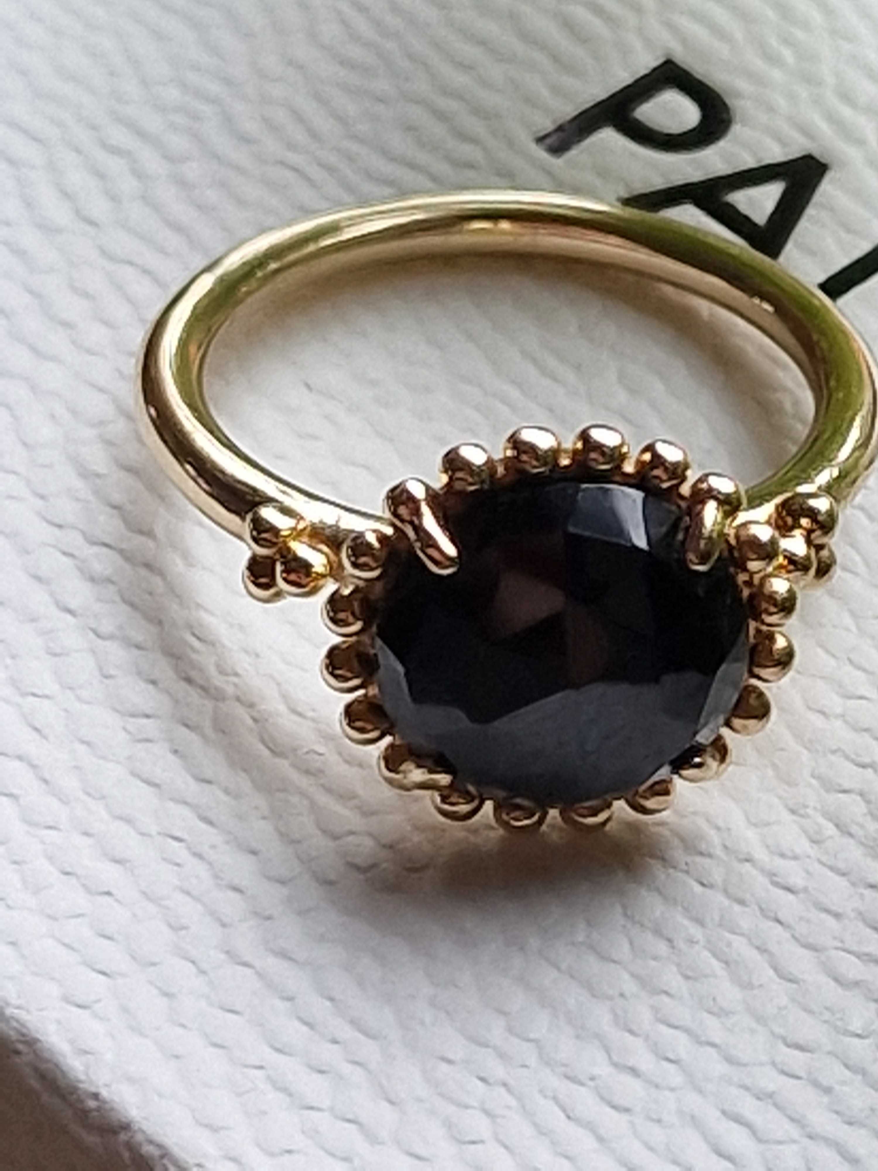 Pandora oryginalny  złoty 585 pierścionek spinel czarny