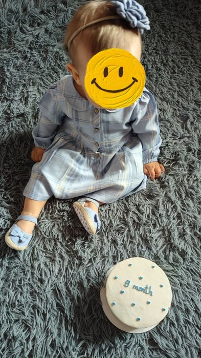 Блакитна сукня для дівчинки+ пінетки туфельки