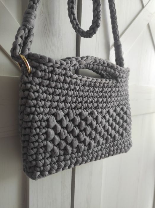 Torebka szara crochet Handmade