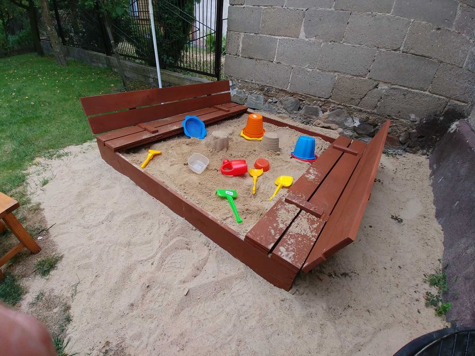 Piaskownica Drewniana zamykana 220x220x20 Ogromna