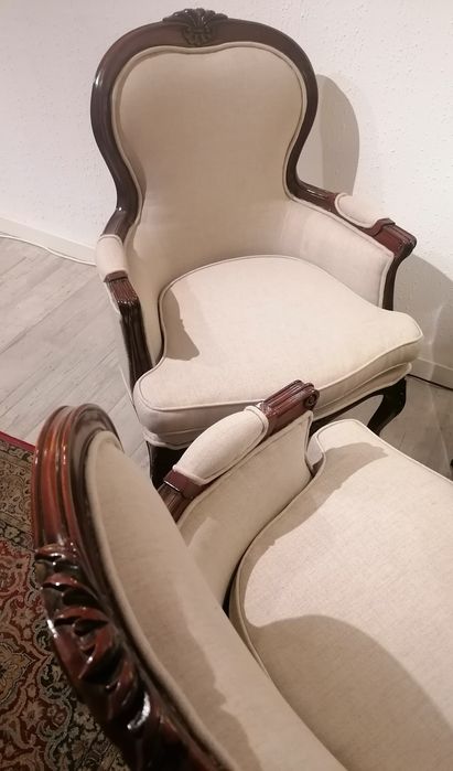 Par clássicas Poltronas (Cadeirões, Bergeres, Cadeiras braços) Luís XV