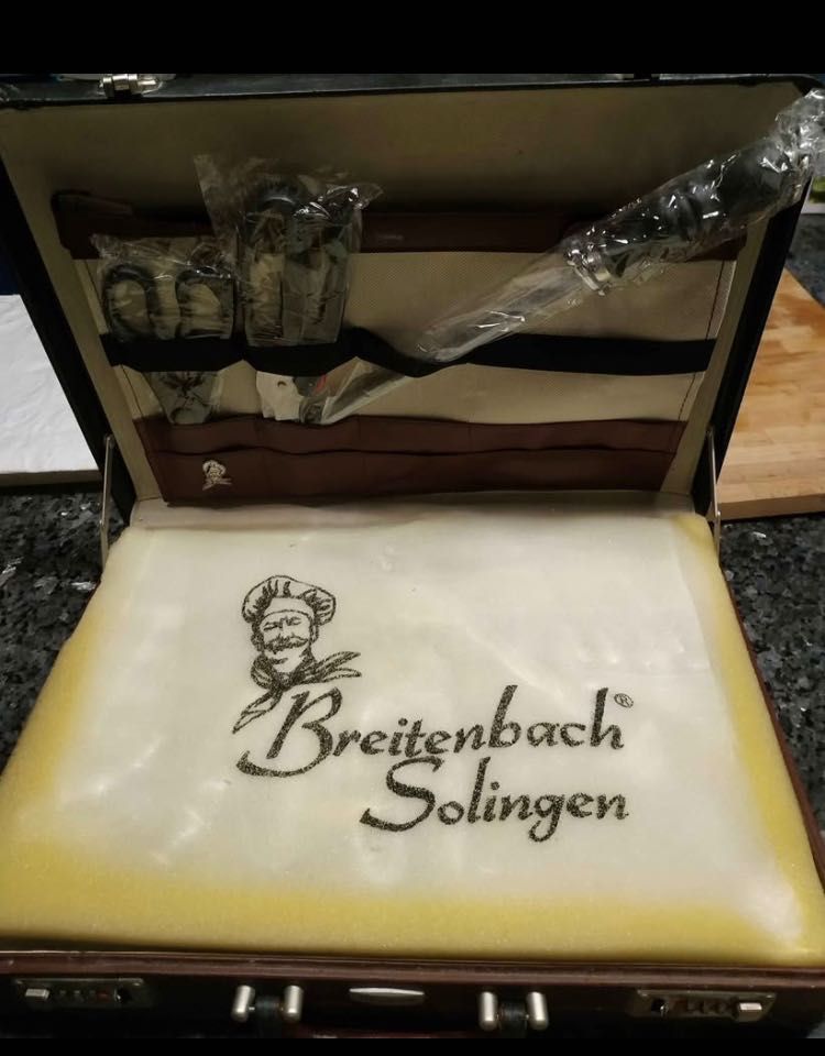 Solingen stainless steel kitchen and steak knife set in briefcase