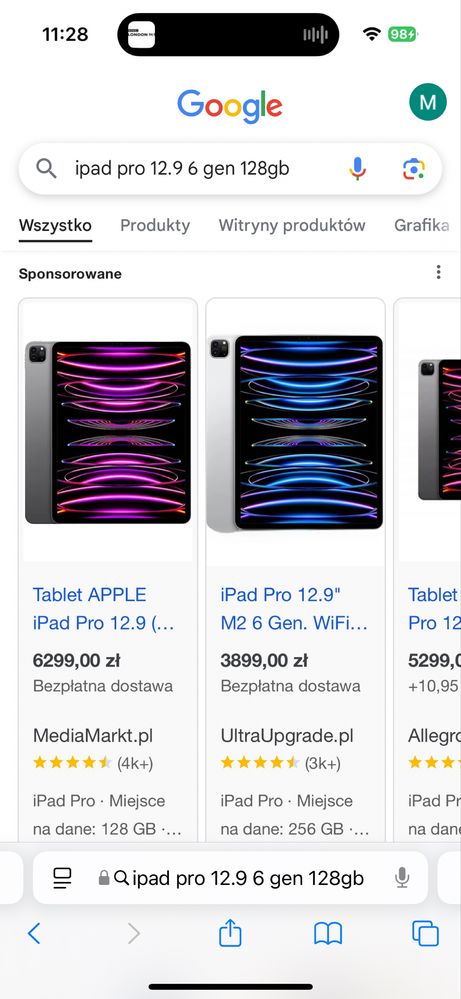 Ipad pro 12.9 6 generacji 128 GB NOWY