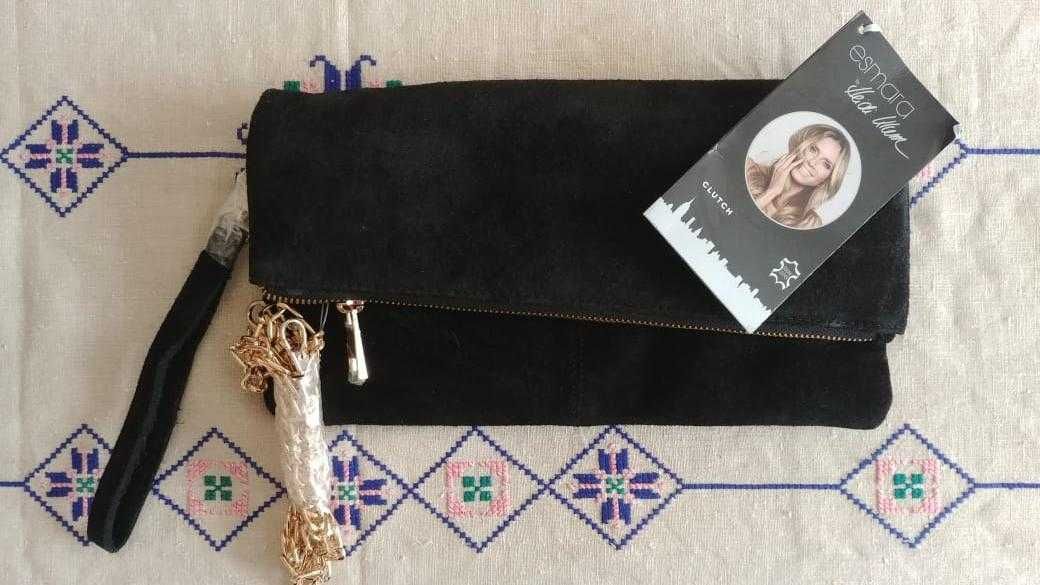Чорна сумка клатч натуральна шкіра, німеччина ESMARA новий