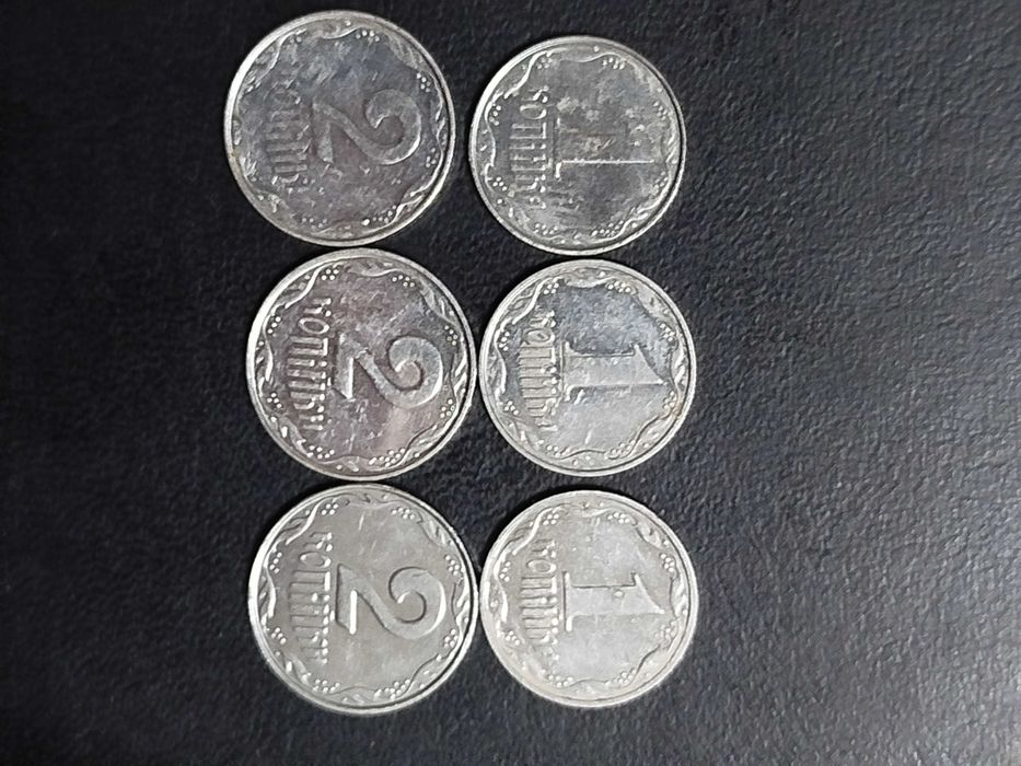 1 и 2 копейки Украины с 2000 по 2012 г.г.
