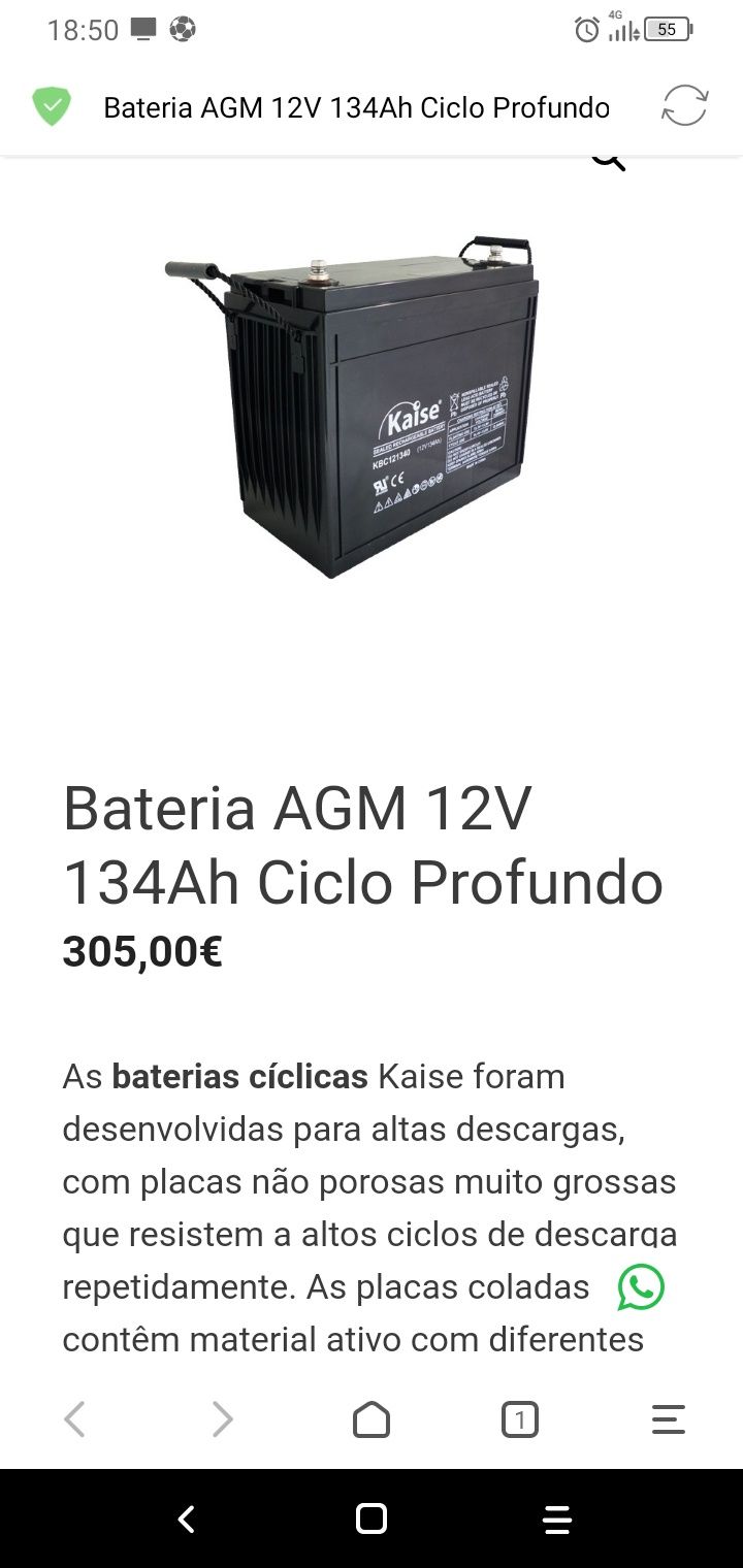 Bateria AGM 135 amp SOLAR