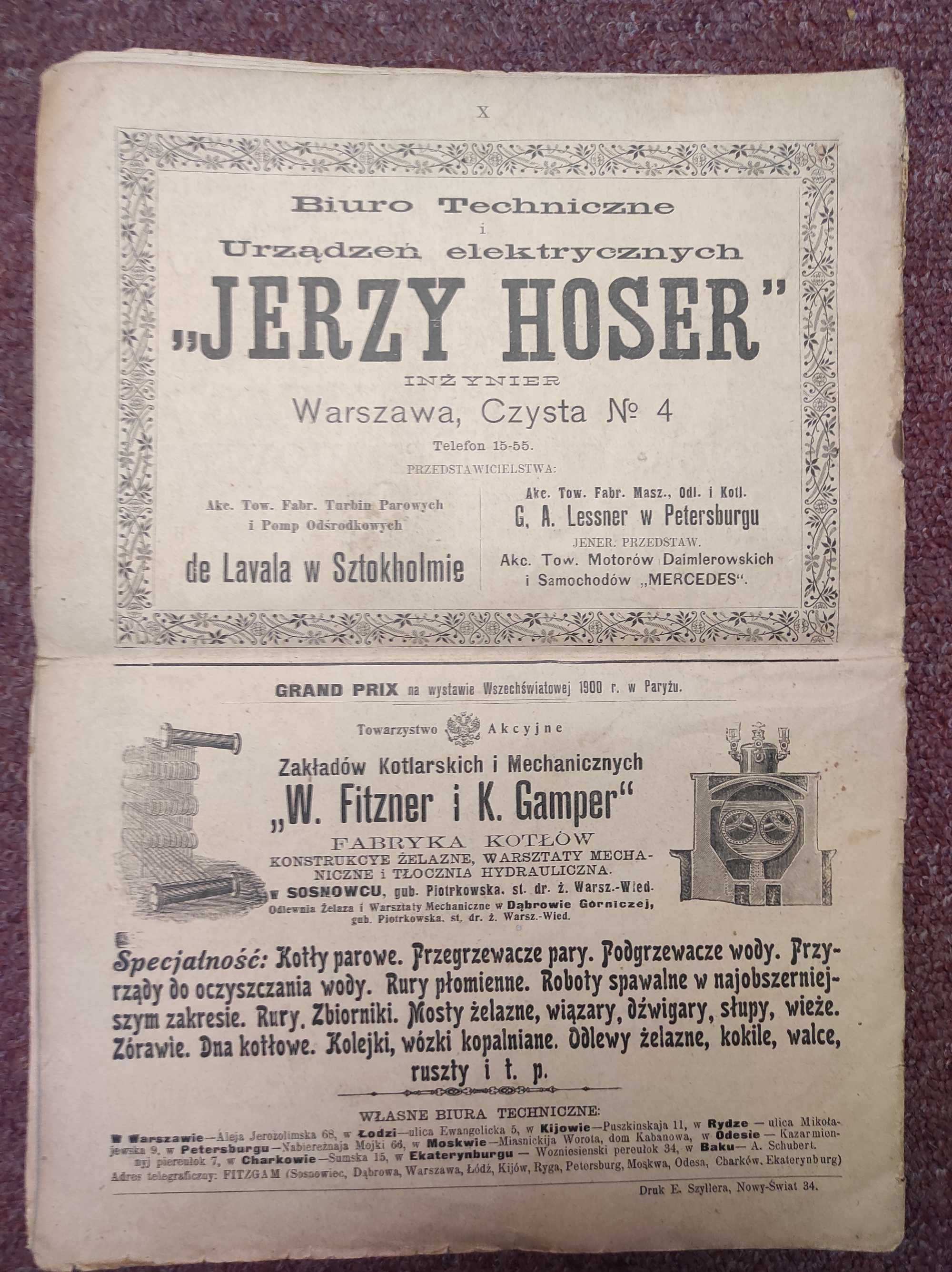 Gazeta Przemysłowo - Handlowa 1908 r. Organ Koła Przemysłowców