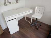 Zestaw biurko krzesło Ikea micke białe