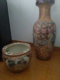 Jarrão e vaso porcelana chinesa