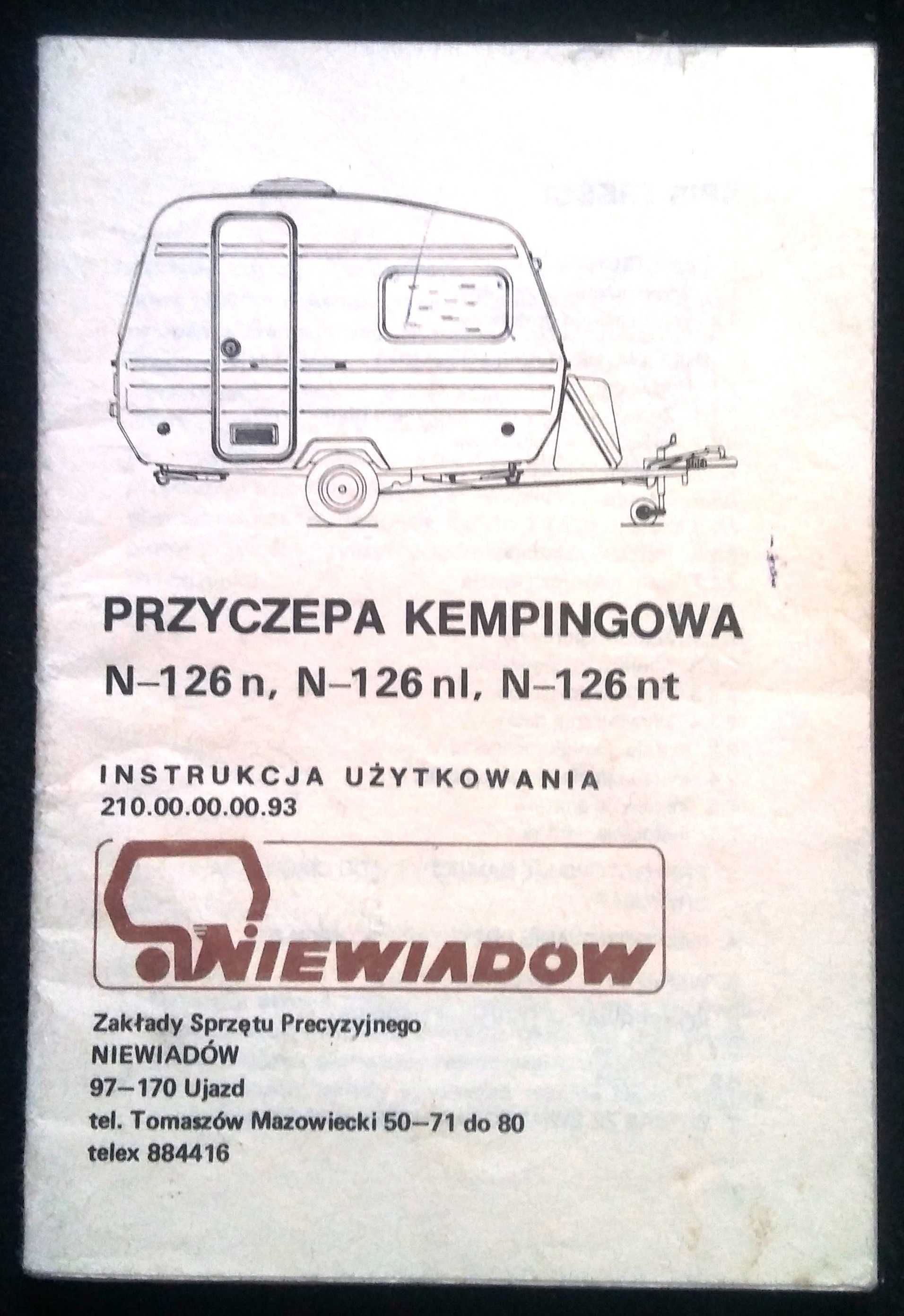 Przyczepa kempingowa N-126 instrukcja obsługi Niewiadów N126