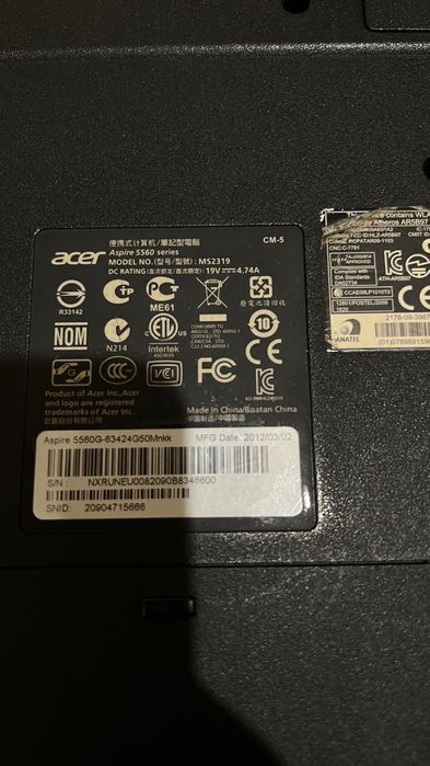 Разборка Ноутбук Acer Aspire 5560 series