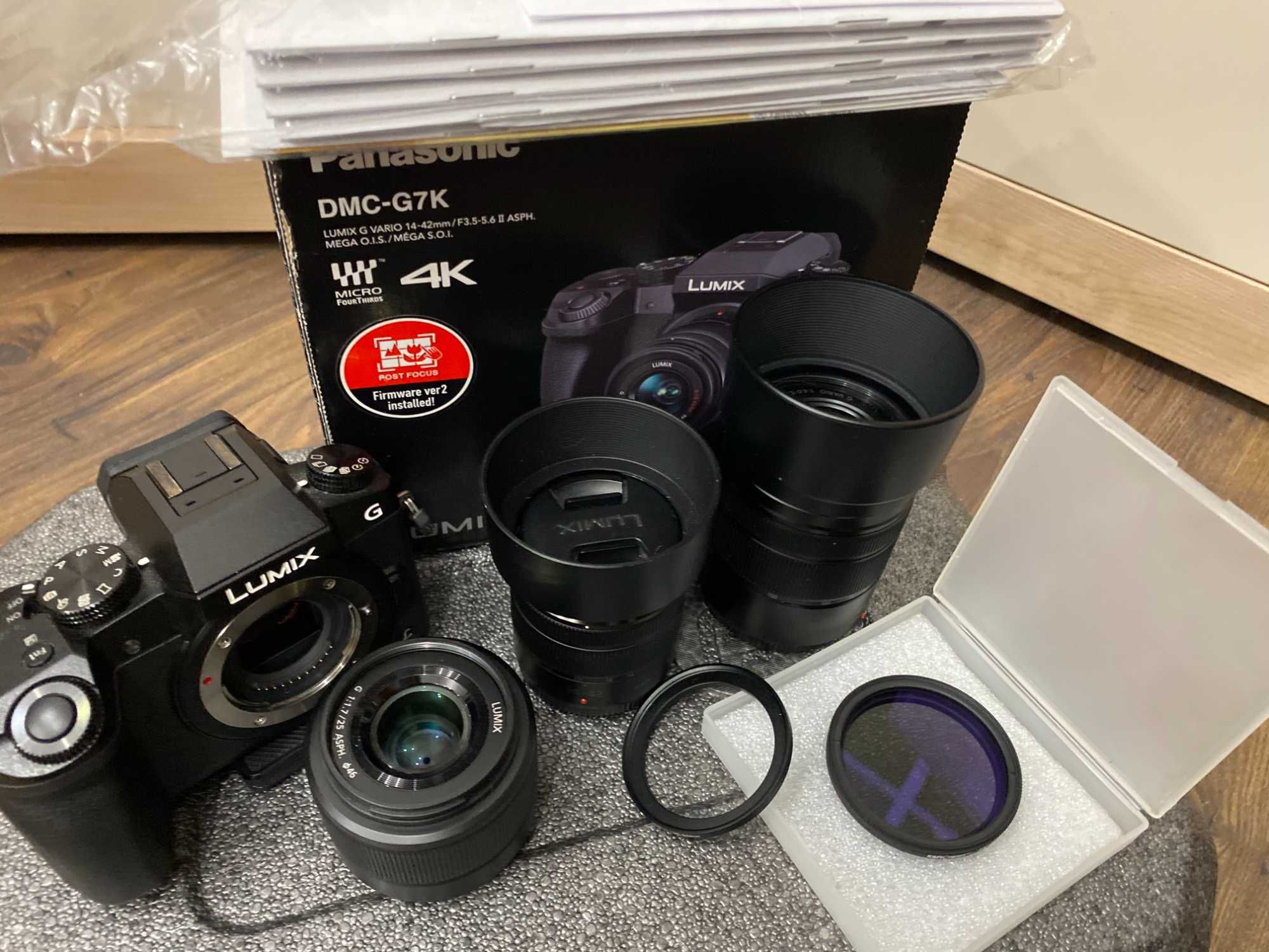 Lumix G7 14-42mm/25mm/45-150mm + Gimbal Feiyutech AK2000S
