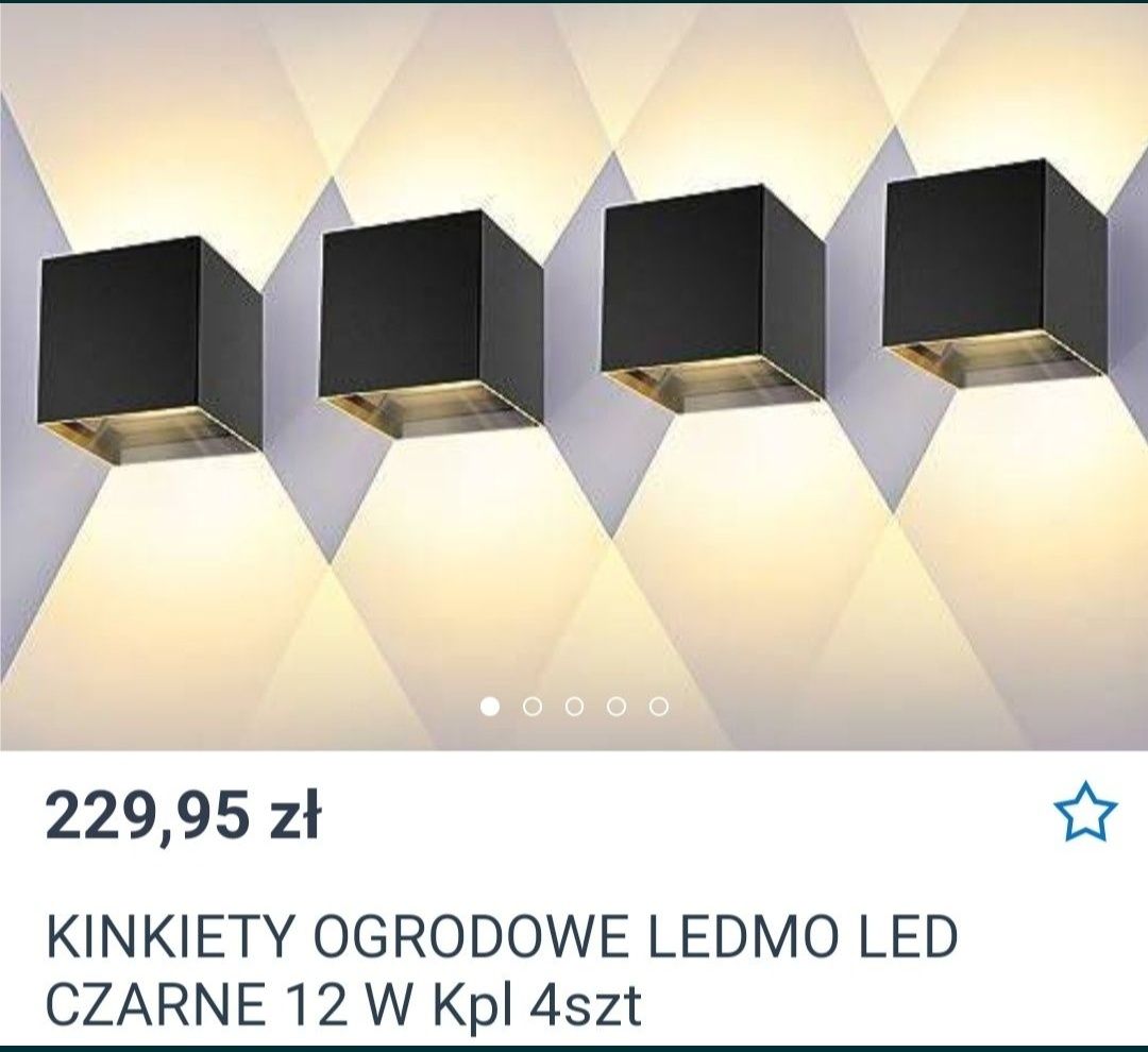 Kinkiety ogrodowe ledmo LED czarne 12w komplet 4sztuki