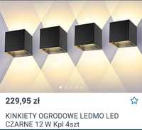 Kinkiety ogrodowe ledmo LED czarne 12w komplet 4sztuki