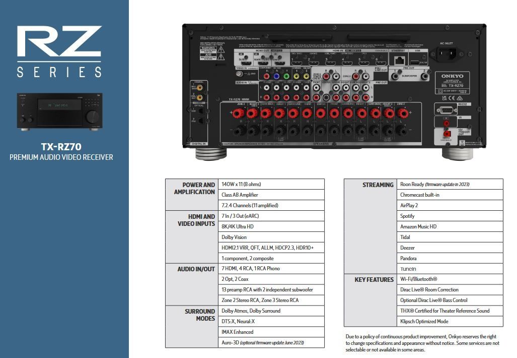 Флагманский AV-ресивер Onkyo TX-RZ70