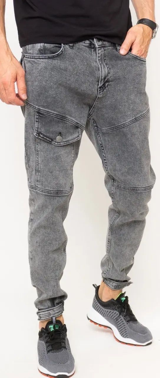 In yesir Мужские джинсы джоггеры с накладным карманом серого цвета