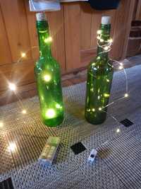 Butelka ze swiatelkami i korkiem dekoracja weselna